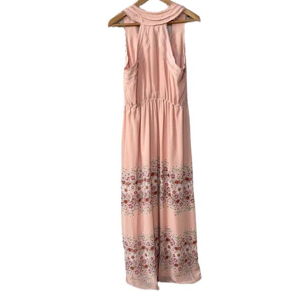 NEW Sophie Max Peach Raw Hem Racer Back Wild Flower Maxi Dress Large - Picture 2 of 12